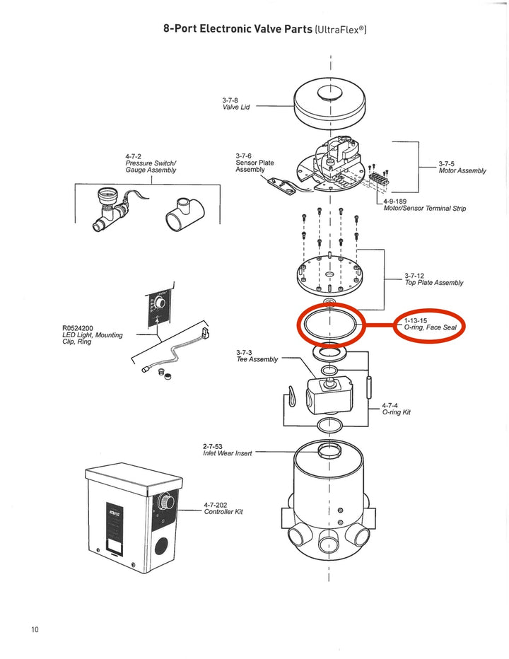 Caretaker UltraFlex 8-Port Electronic Cleaning System Face Seal O-Ring (Black) - ePoolSupply