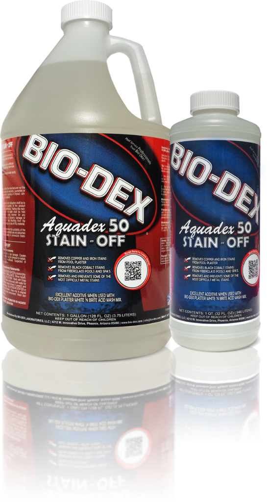 View of Both Size Bottles - Bio-Dex Laboratories Aquadex 50 Stain Off (32 Oz.) - ePoolSupply
