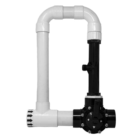 Clear Comfort CCW100 water treatment pump installation kit with white PVC piping and black valve assembly