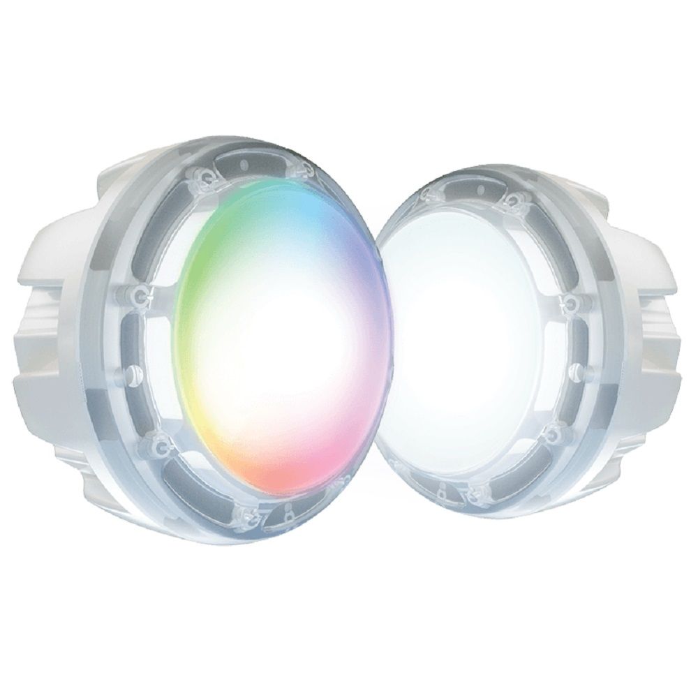 Front View of 2 lights one with color and one with white-PAL Evenglow Multi Color Sonar Retro Bulb with Remote (Low Voltage)
