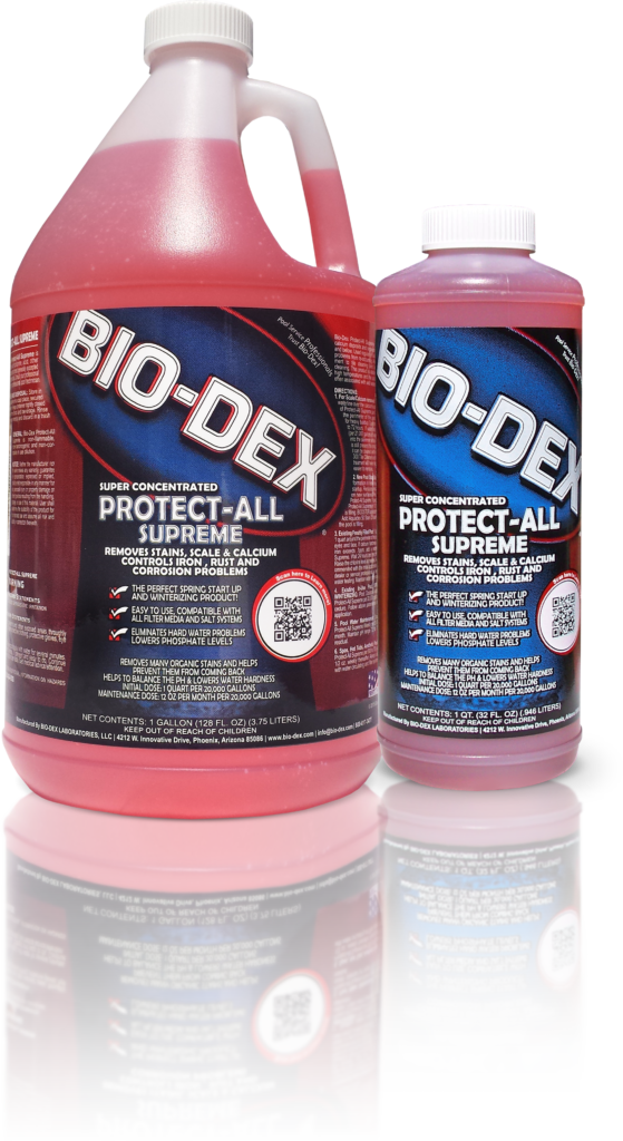 View of Both Size Bottles - Bio-Dex Laboratories Protect All Scale Control (32 Oz.) - ePoolSupply