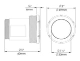 View of Measurements - PAL Treo Mini Multi Color Nicheless Pool & Spa Light with 80ft Cable & Plug