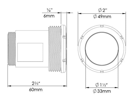 View of Measurements - PAL Treo Mini Multi Color Nicheless Pool & Spa Light with 150ft Cable & Plug