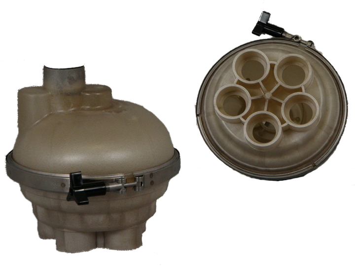 A&A Top Feed Complete 1.5" 5 Port Valve w/o QuikStop - Bottom & Side View