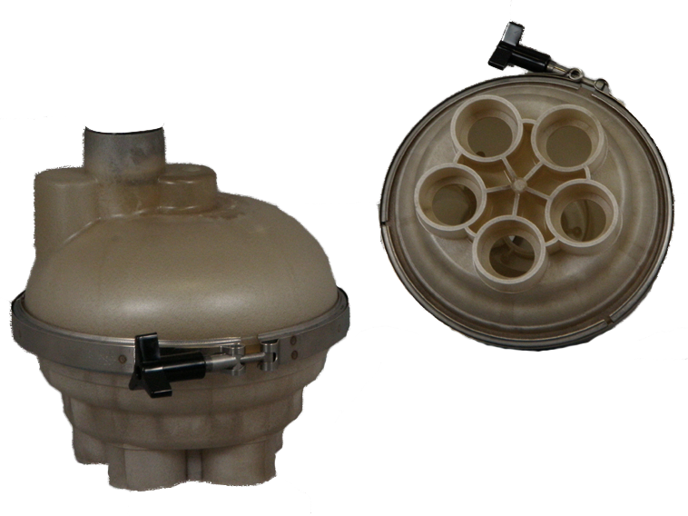 A&A Top Feed Complete 1.5" 5 Port Valve w/o QuikStop - Bottom & Side View